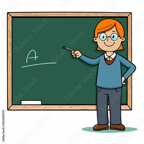 teacher with blackboard