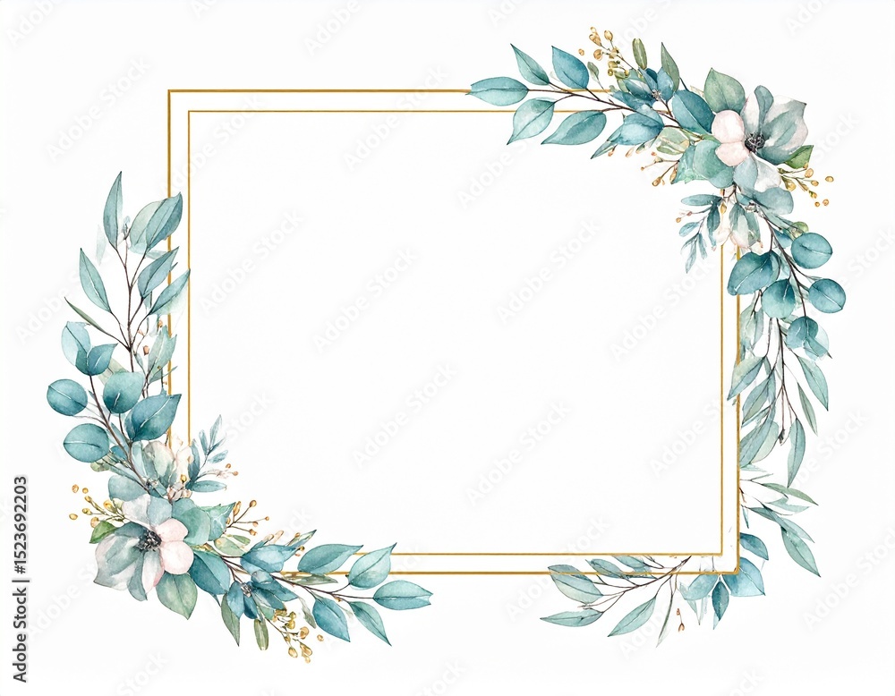 Fototapeta premium 緑の葉が生い茂るボタニカルなフレーム