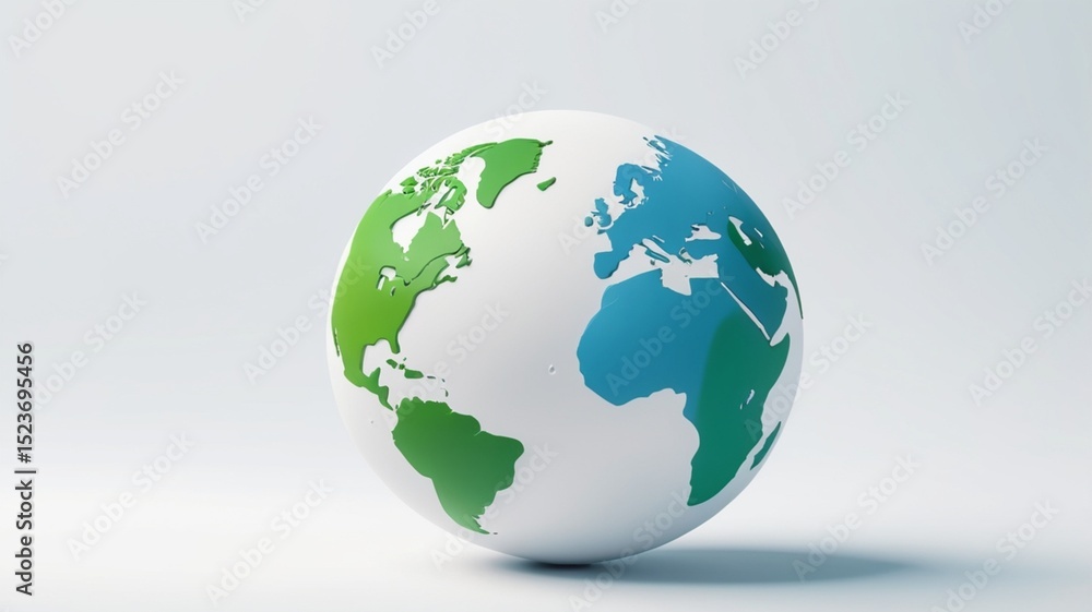 Planet Earth – Realistic Globe Illustration with Clouds and Continents Planet Earth – Realistic Globe Illustration with Clouds and Continents