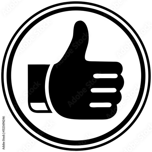 Thumbs-up icon for customer feedback visuals, approval badges, social media engagement, rating systems, satisfaction surveys, and ecommerce review graphics

