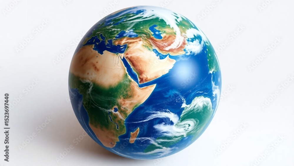 Obraz premium Planet Earth – Realistic Globe Illustration with Clouds and Continents