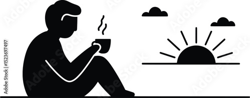Sunrise Coffee Vector Illustration of Peaceful Morning