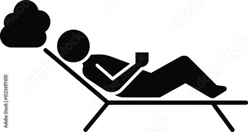 Relaxing Summer Day Vector Illustration of Person Lounging on a Chaise Lounge