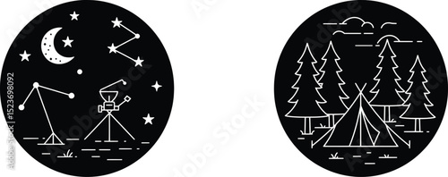 Night Sky and Camping Vector Illustration A Celestial Adventure