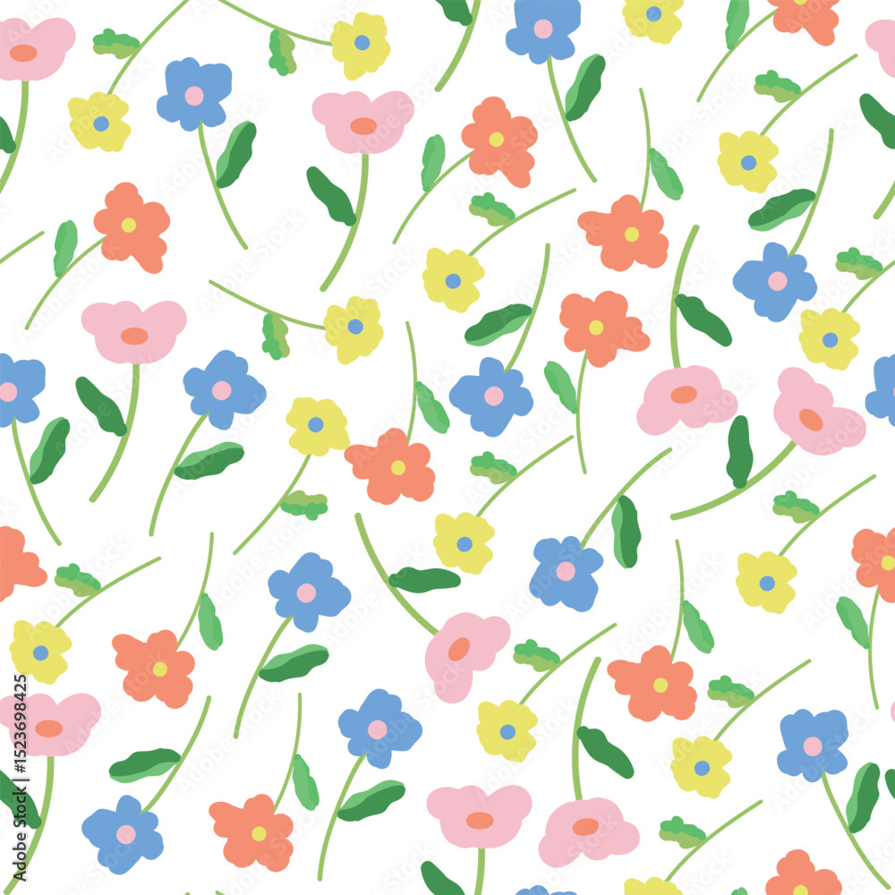 Fototapeta premium coquette seamless colorful flowers pattern.