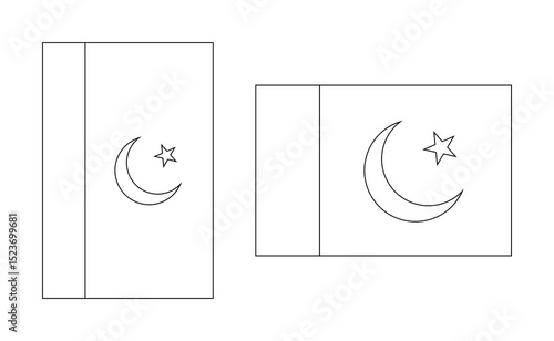 vertical and horizontal pakistan flag outline. vector illustration