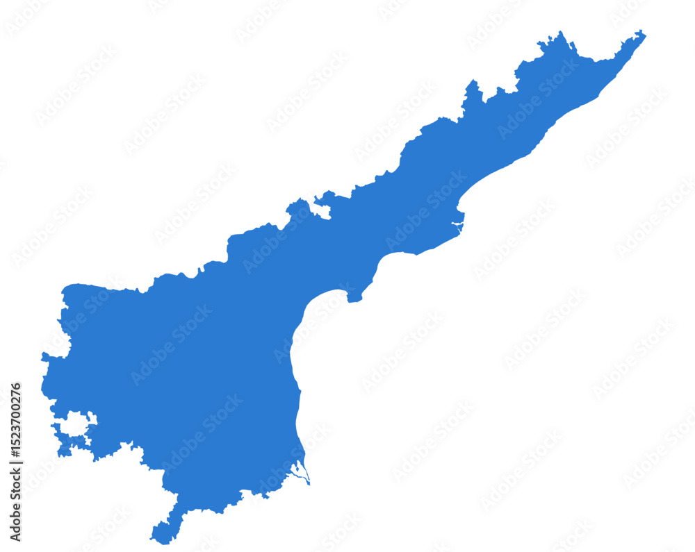 Fototapeta premium Andhra Pradesh Blue Vector Map Flat State Silhouette for Digital Designs