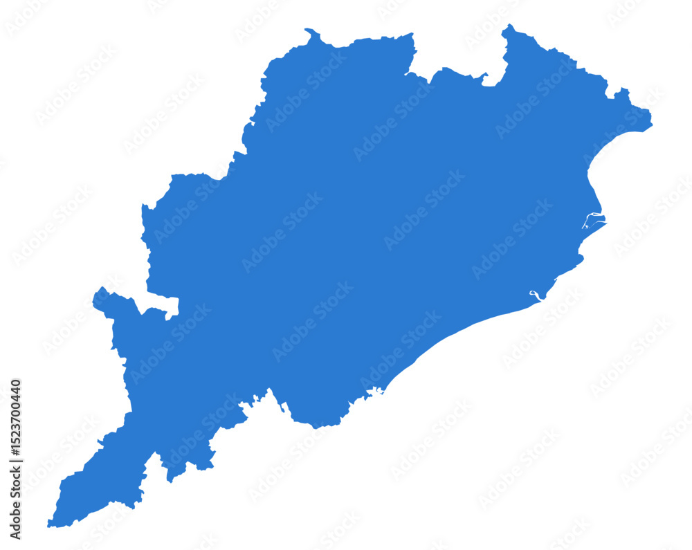 Fototapeta premium Odisha Blue Vector Map Flat State Silhouette for Digital Designs