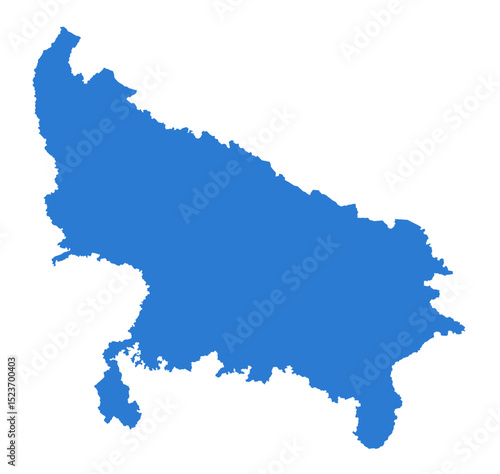 Uttar Pradesh Blue Vector Map  Flat State Silhouette for Digital Designs