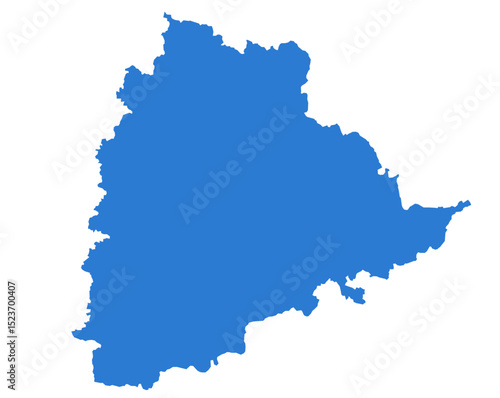 Telangana Blue Vector Map  Flat State Silhouette for Digital Designs