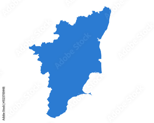 Tamil Nadu Blue Vector Map Flat State Silhouette for Digital Designs