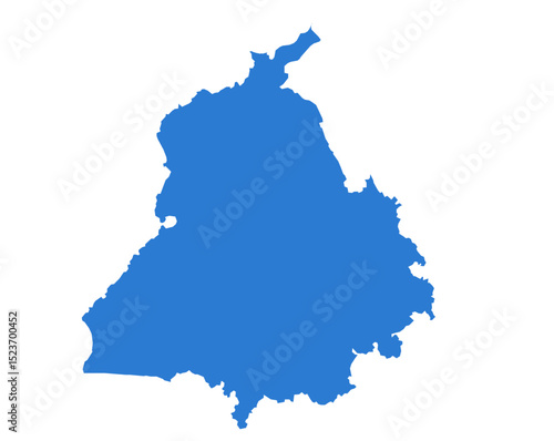 Panjab Blue Vector Map  Flat State Silhouette for Digital Designs