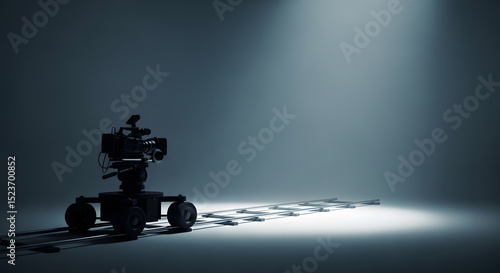 Filmmaking Setup Cinematic Camera on Robotic Dolly, Ready for Production