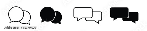 "Online Chat and Message Icons – Speech Bubble Symbols for Social Media and Web Communication Apps"