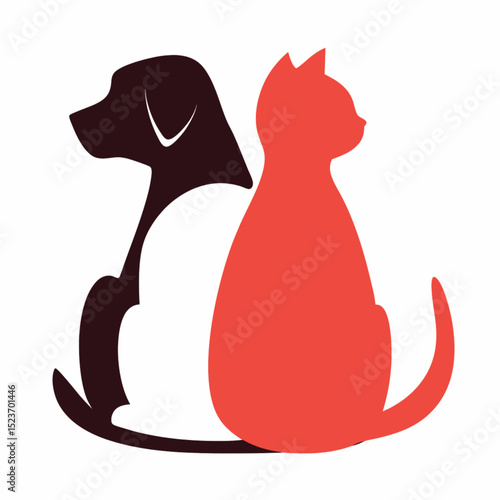 cat and dog together | A loyal duo | Best friends forever | Cat and dog silhouettes | Furry companions | Shadow and Snow | Abstract dogs and cats