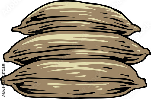 Cartoon-style compost sacks stacked in pile