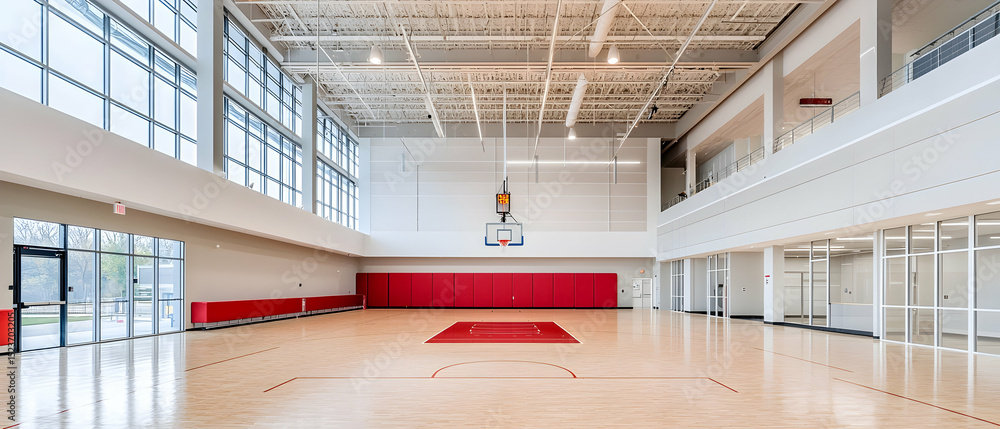 Fototapeta premium Empty Modern Basketball Court Interior