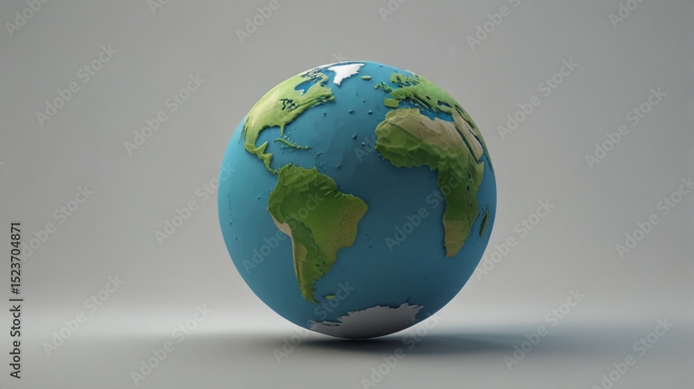 Digital illustration of Earth showing North and South America with swirling clouds, atmospheric view, and white background Digital illustration of Earth showing North and South America with swirling clouds, atmospheric view, and white background