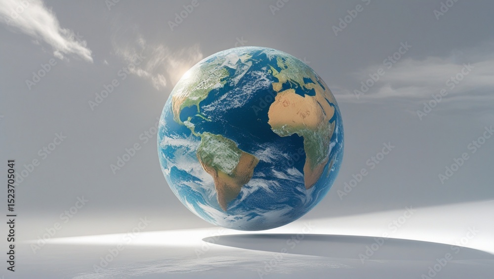 Naklejka premium Digital illustration of Earth showing North and South America with swirling clouds, atmospheric view, and white background