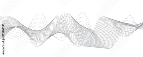 Abstract grey smooth element swoosh speed wave modern stream background. Abstract frequency sound wave lines and twisted curve lines background. Visual music wave frequencies rhythm. 