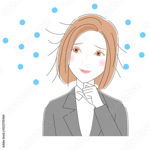 湿気で髪がうねる女性