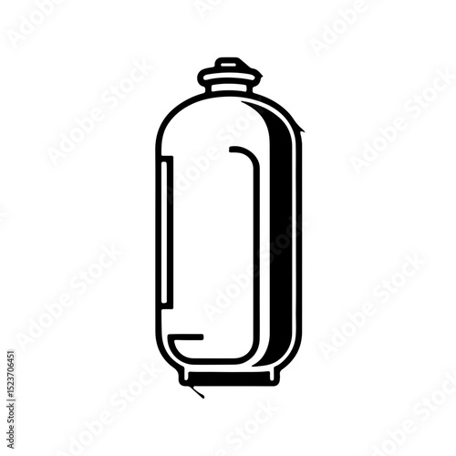 Cryo Freezer Liquid Nitrogen Tank Illustration. A sleek and modern black and white illustration of a cryo freezer or liquid nitrogen tank