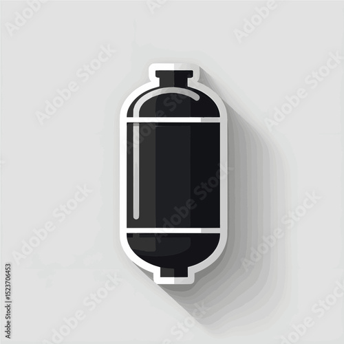 Black Cryo Freezer Liquid Nitrogen Tank Illustration. A bold and minimalist black illustration of a cryo freezer or liquid nitrogen tank with subtle white outlines
