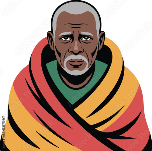 Elderly Man Wrapped in a Blanket