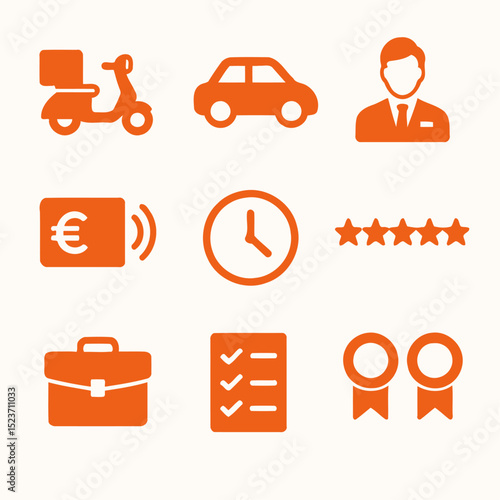 set of Freelancer/digital nomad service icons