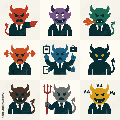 set of evil boss icons