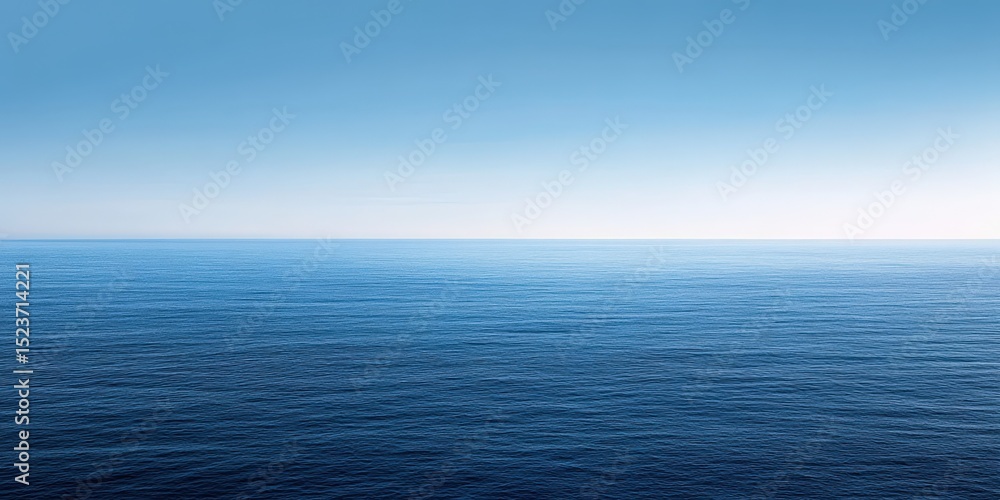 Obraz premium Peaceful Ocean Scene. Serene Blue Water and Clear Sky, Relaxing Nature View
