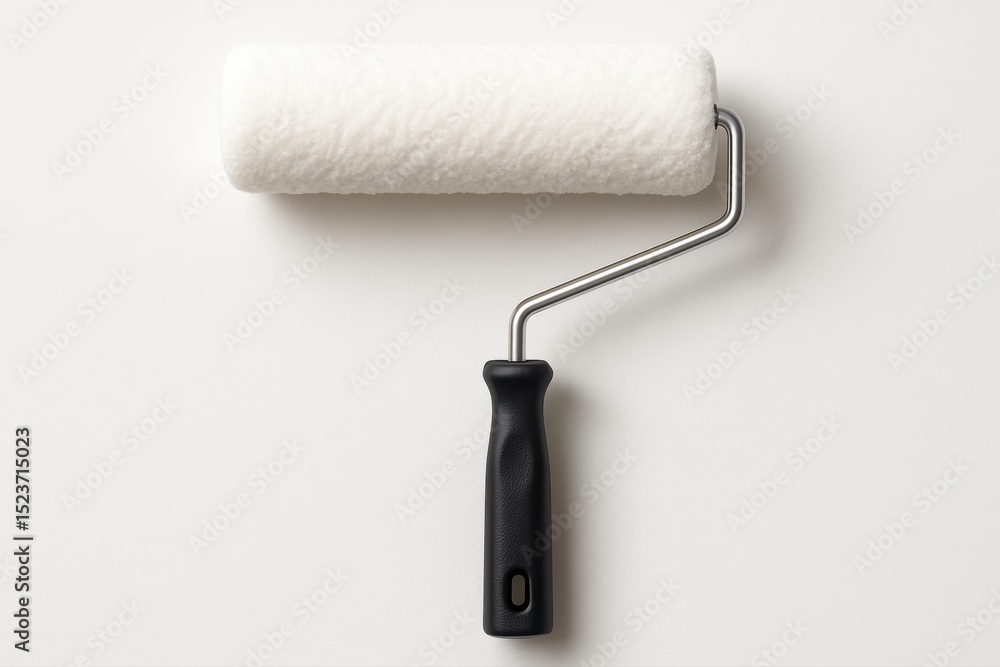 Fototapeta premium Paint Roller Close-up on White Background for Home Improvement Projects
