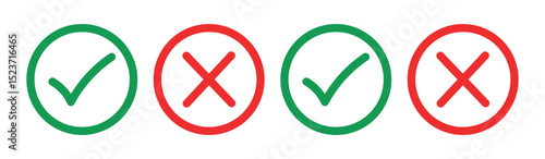 Checkmark cross on white background. Isolated vector sign symbol. Checkmark icon set. Checkmark right symbol tick sign. Flat vector icon. Test question