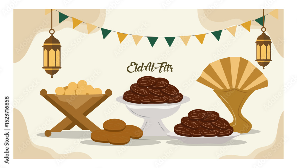 Happy Eid Al-Fitr Mubarak Vector Banner Set - Moon, Lanterns & Festive Elements-04 Happy Eid Al-Fitr Mubarak Vector Banner Set - Moon, Lanterns & Festive Elements-04