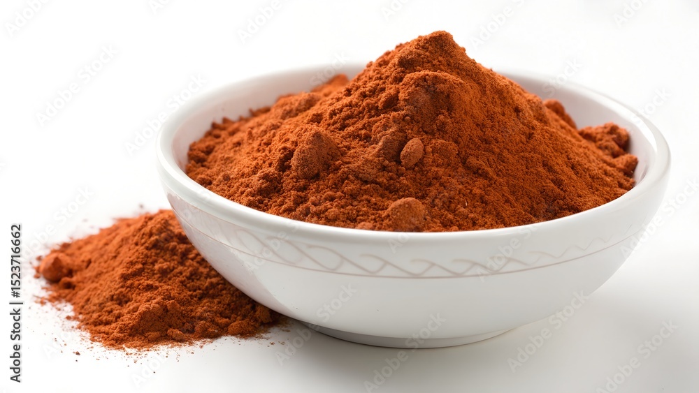 Paprika Powder in a Bowl on White Background Paprika Powder in a Bowl on White Background