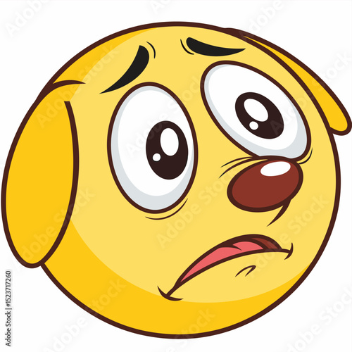 Bright yellow vector emoji of a pleading face with large, sad puppy-dog eyes and a slightly downturned mouth. Conveys begging, asking for a favor, or feeling sorry.
