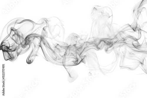 Abstract gray smoke swirl isolated on transparent background