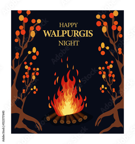 Festive Walpurgis Night Dance Around the Bonfire Illustration-05