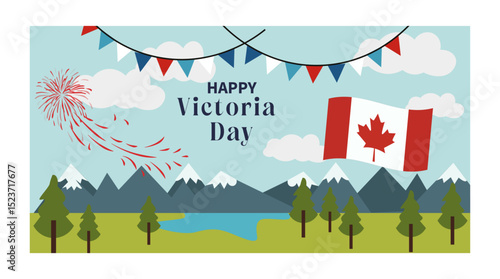 Festive Victoria Day Canada Vector Illustration Set-03