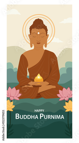 Happy Buddha Purnima Celebratory Vector Art-01