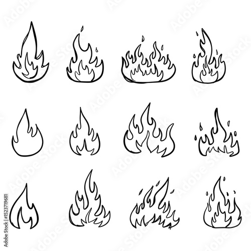 Hand Drawn Fire Flames Doodles

