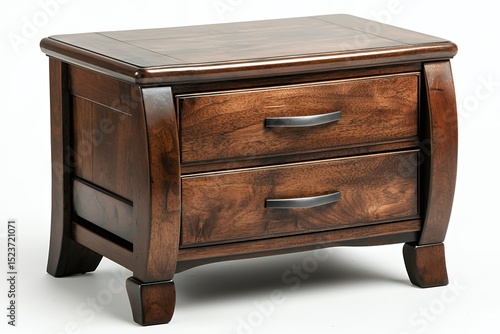 Wallpaper Mural Dark Brown Wooden Two Drawer Nightstand with Carved Details Torontodigital.ca