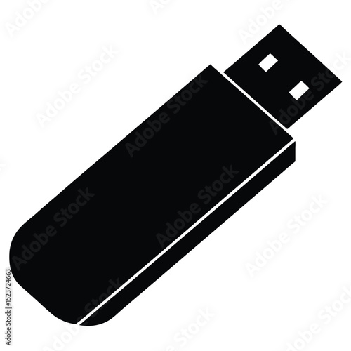 Black usb flash drive icon illustration