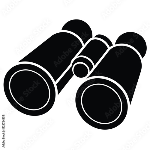 Simple black binoculars icon illustration
