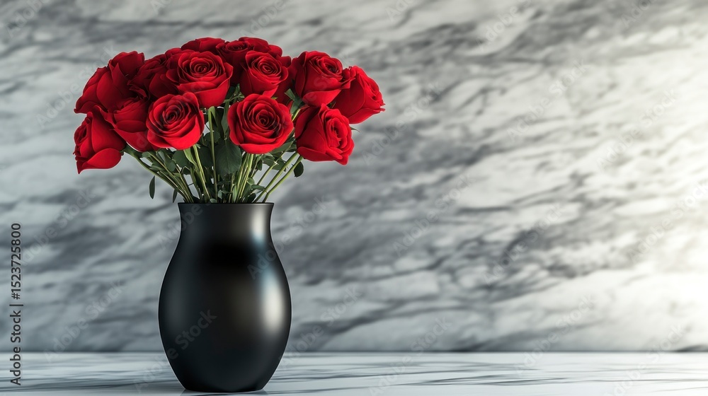 Fototapeta premium Red roses in a black vase (1)