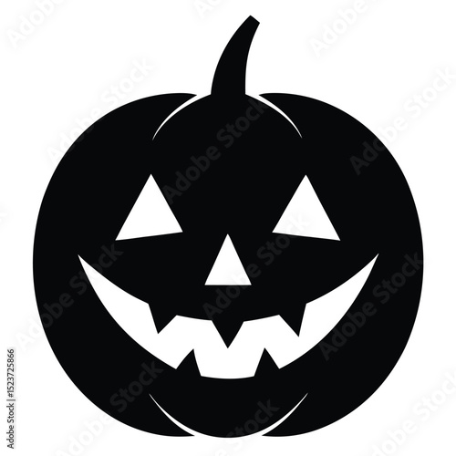 Black and white halloween jack o lantern silhouette