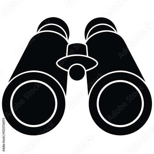 Simple black binoculars icon illustration