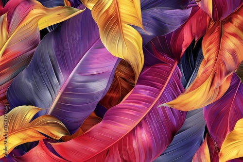 Vibrant Colorful Leaves in Rich Textures and Striking Patterns