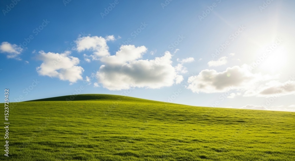 Fototapeta premium Serene Rolling Hills Landscape Under a Sunny Sky Picturesque Nature Photography