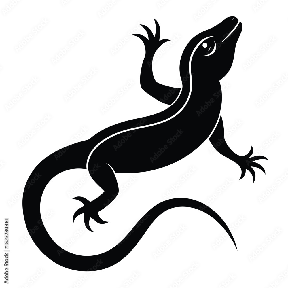 Naklejka premium Stylized black lizard silhouette illustration